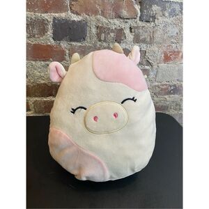 SQUISHMALLOWS Light Pink/Cream Happy Smiling Cow Steer Poly Stuffed Animal Toy L